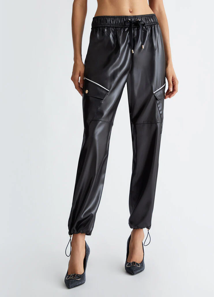 Jogging trousers in coated fabric