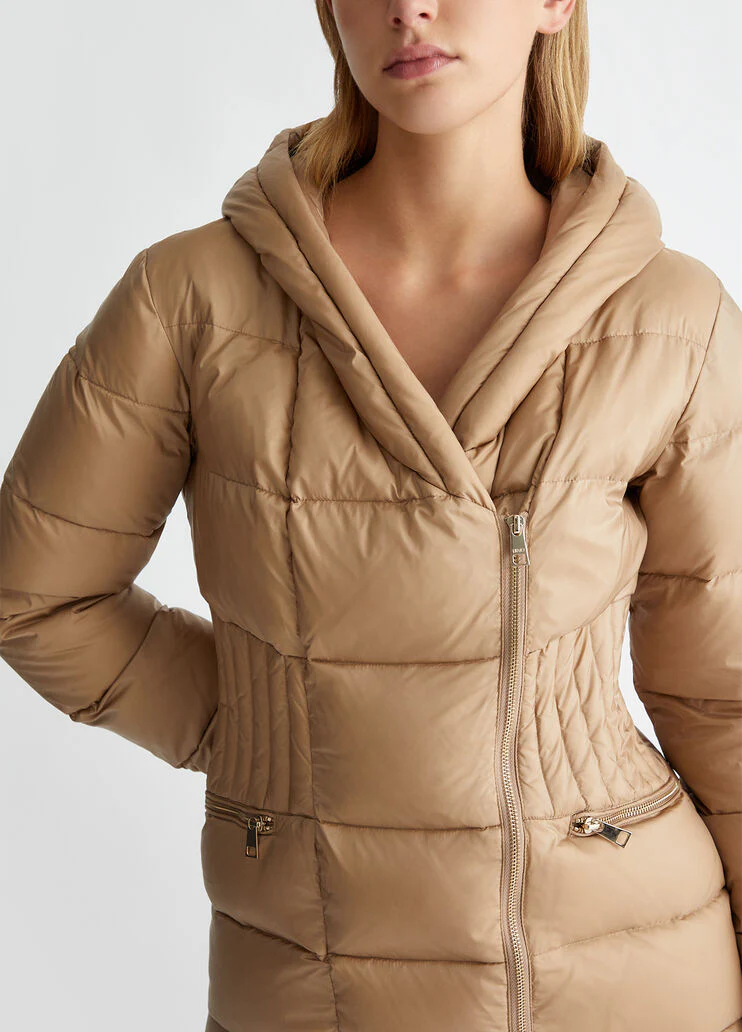 Down jacket with fur detail