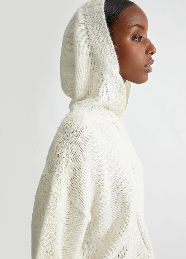 Wool-blend sweater with hood