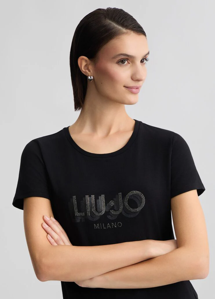 T-shirt with logo and gemstones