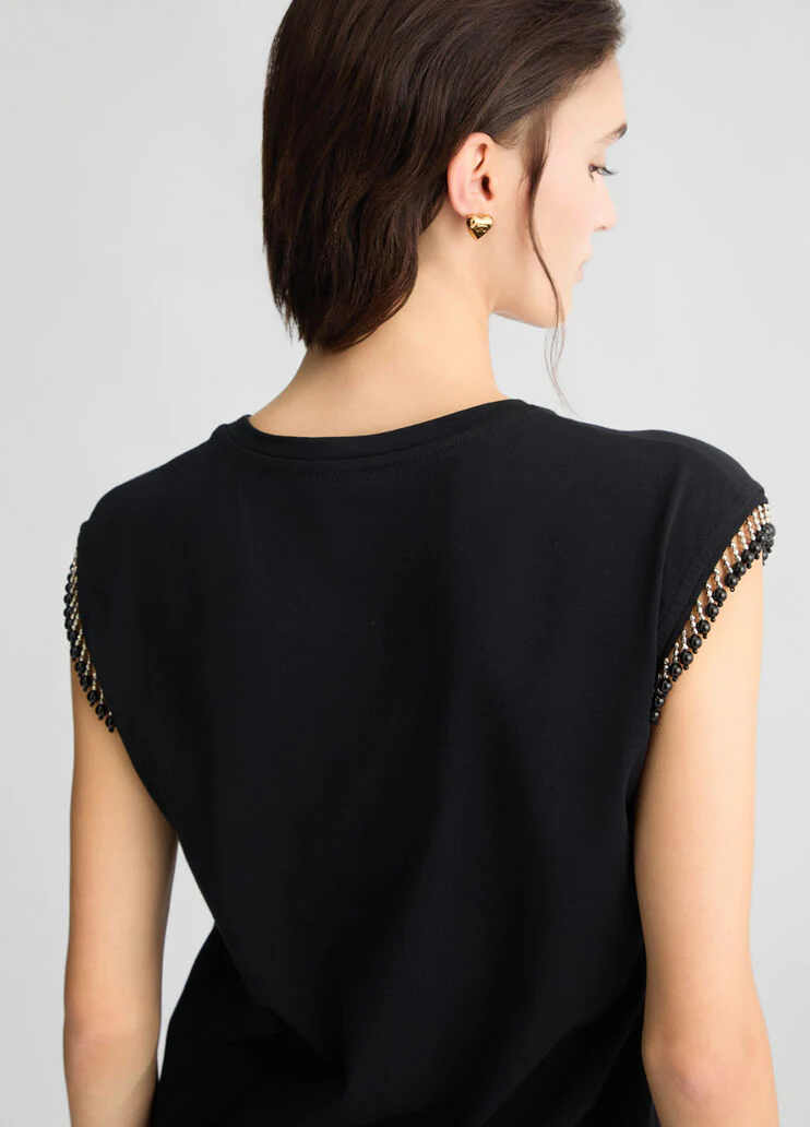 Jersey T-shirt with beads