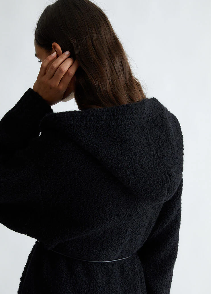 Wool blend knit coat