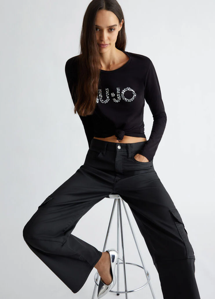 T-shirt with logo and gemstones