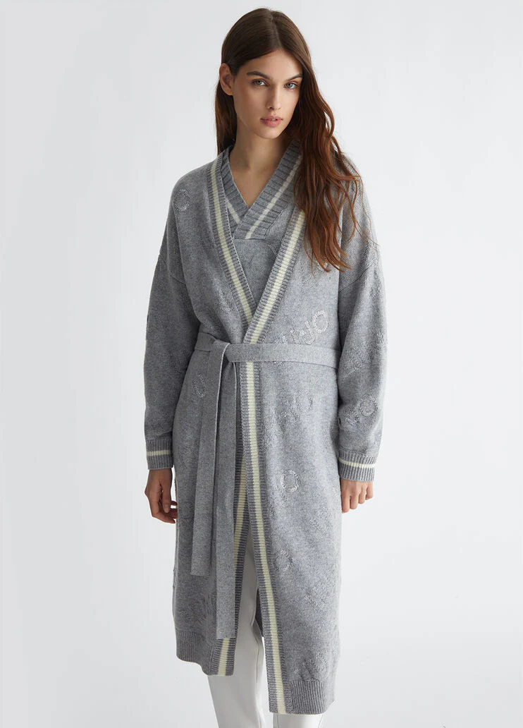 Long cardigan with belt