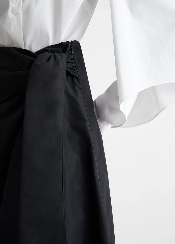 Long black taffeta skirt