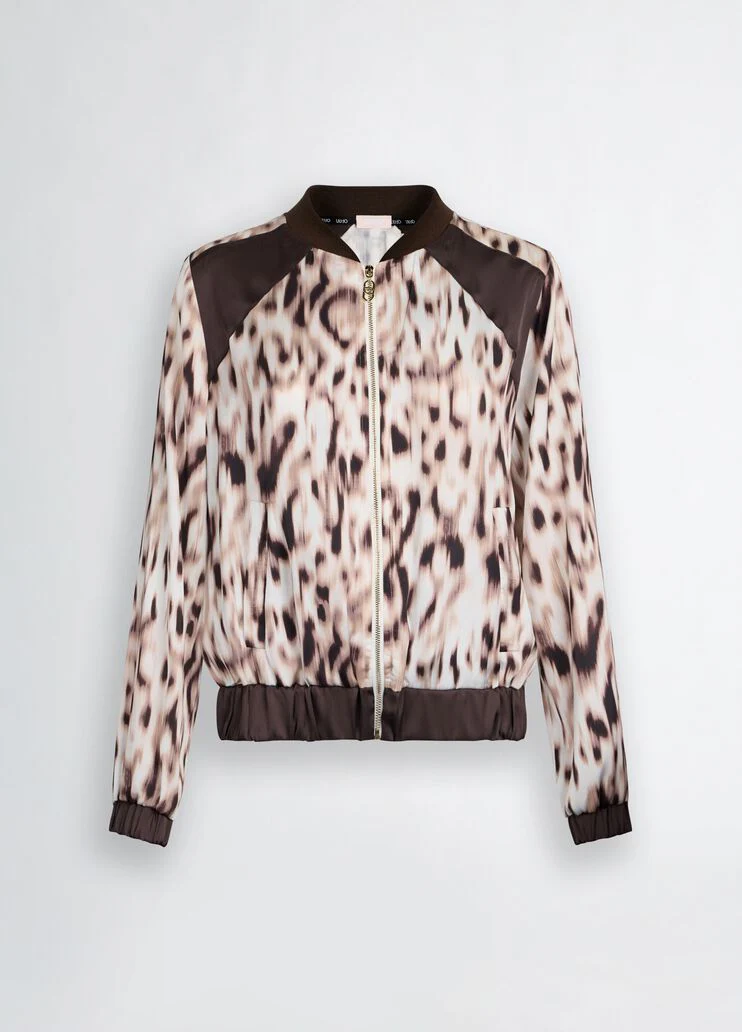 Printed satin bomber jacket