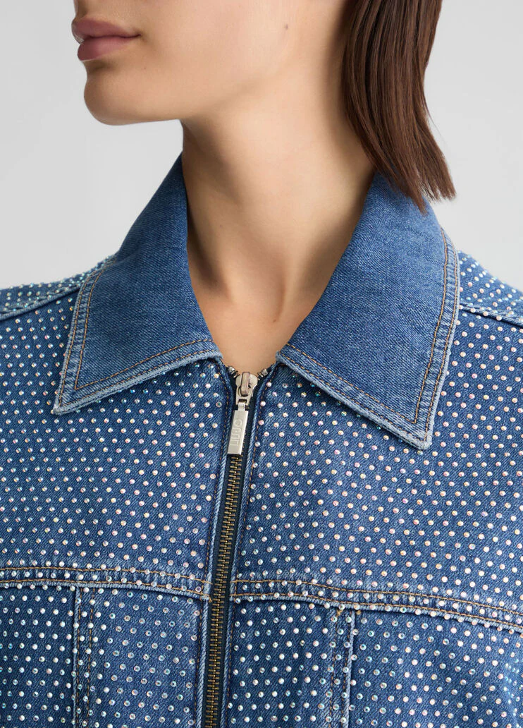 Denim jacket with rhinestones