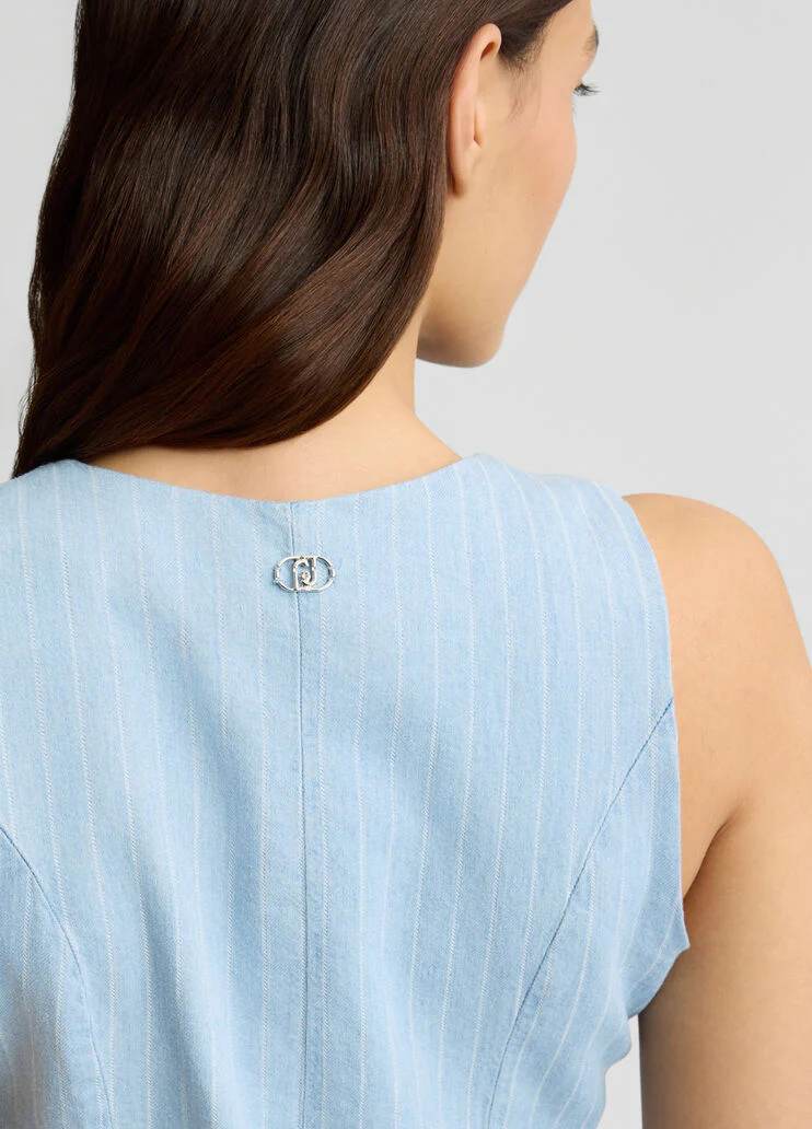 Pinstripe denim waistcoat