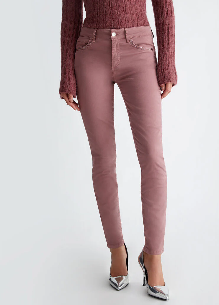 Bottom up trousers with rhinestones