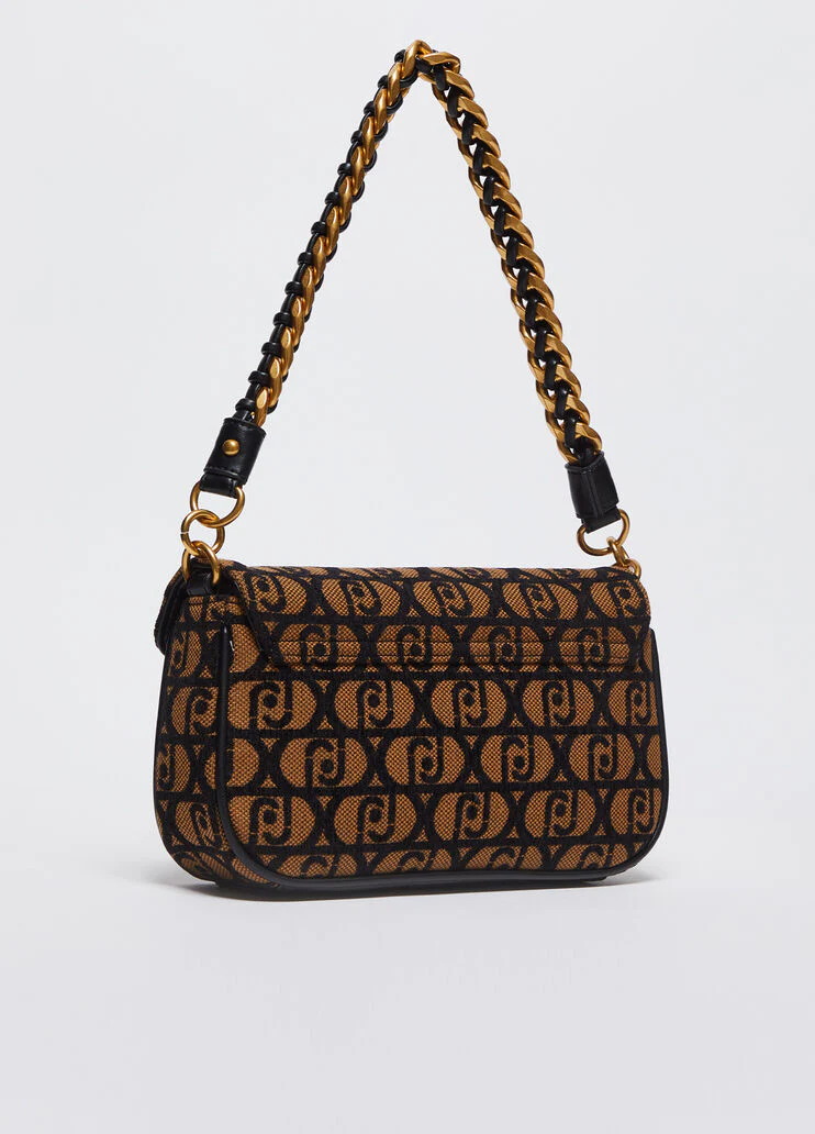 Jacquard shoulder bag with logo