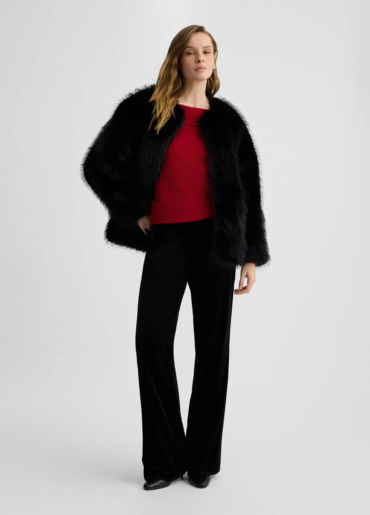 Off-the-shoulder jumper with bejewelled gemstones