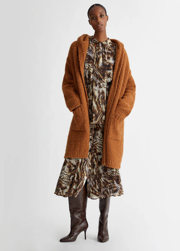 Wool blend knit coat