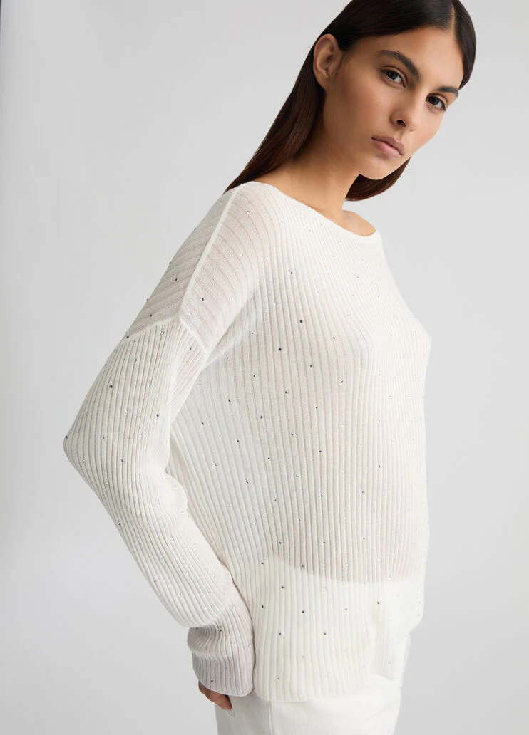 White jumper with rhinestones