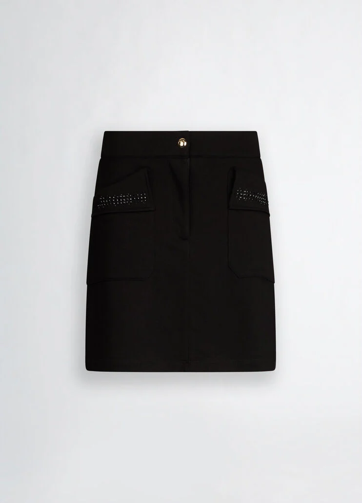 Fleece miniskirt with rhinestones