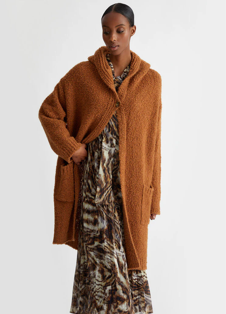 Wool blend knit coat