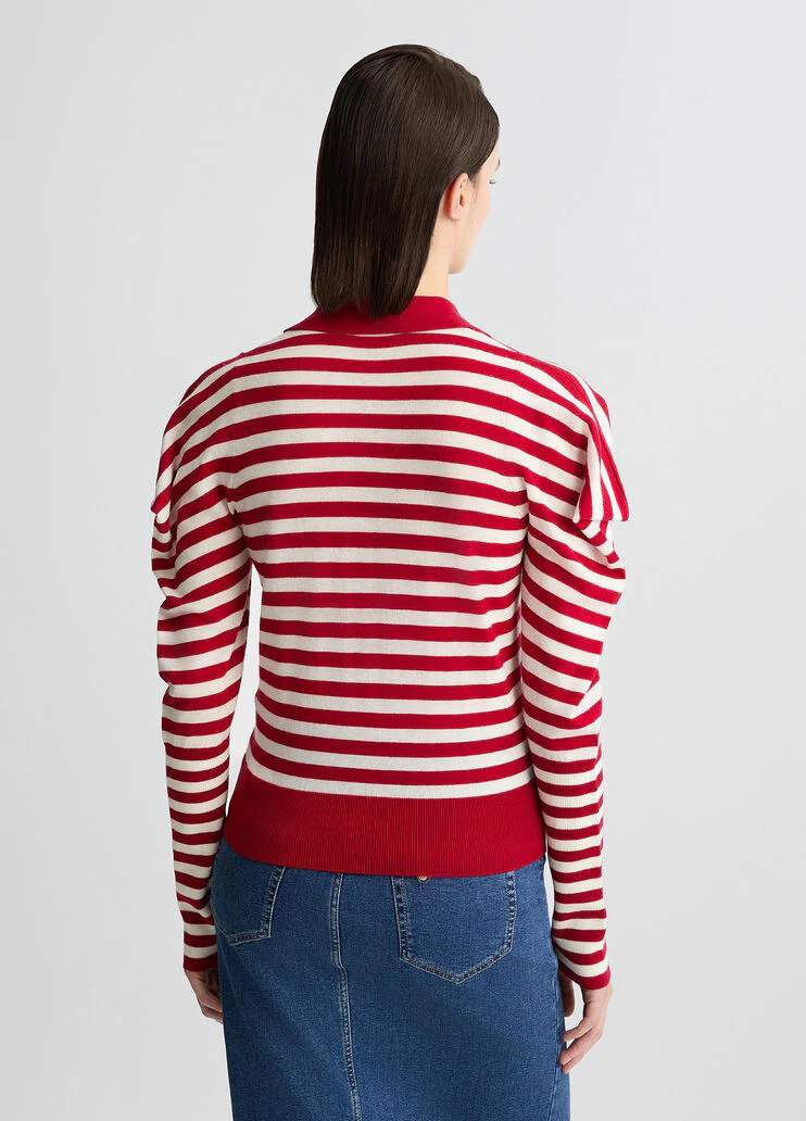 White and blue wool and cashmere jumper