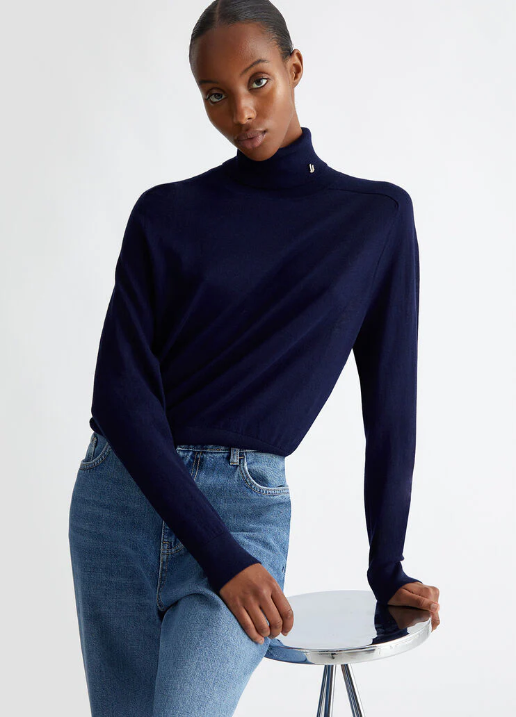 Cotton and cashmere polo-neck