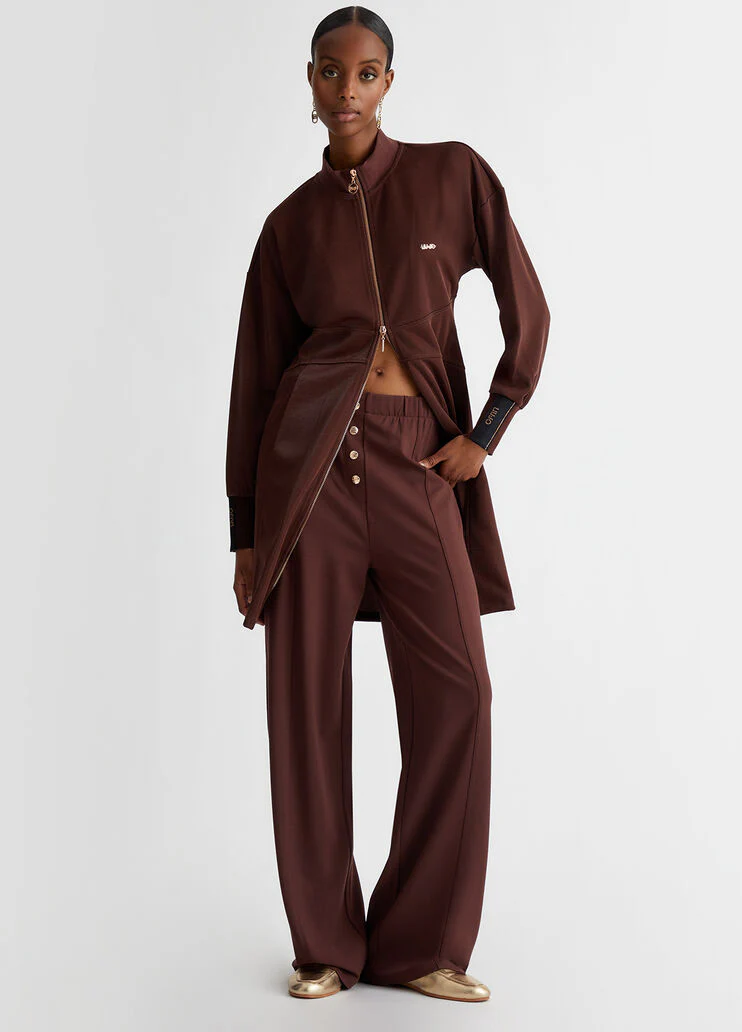 Jersey trousers with buttons