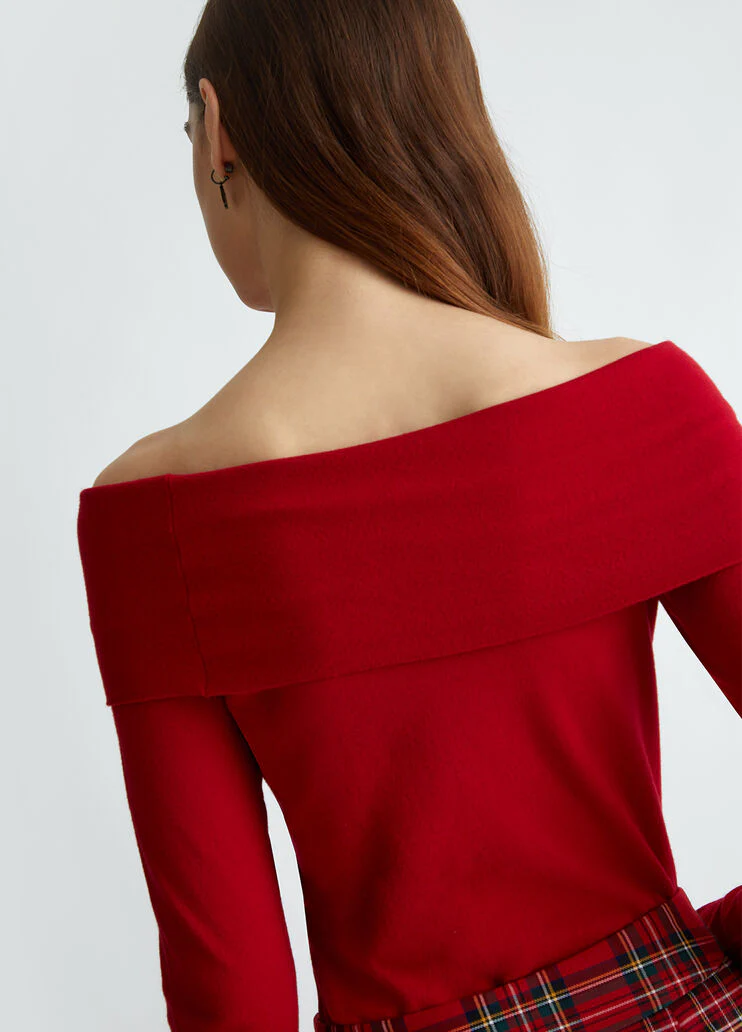 Red body suit with cut-out