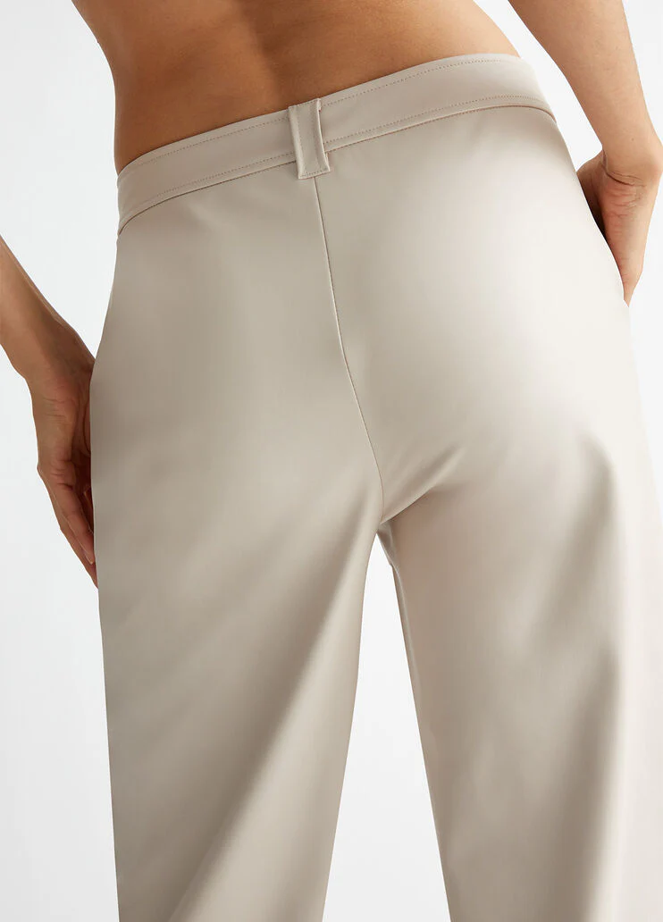 Coated fabric palazzo trousers