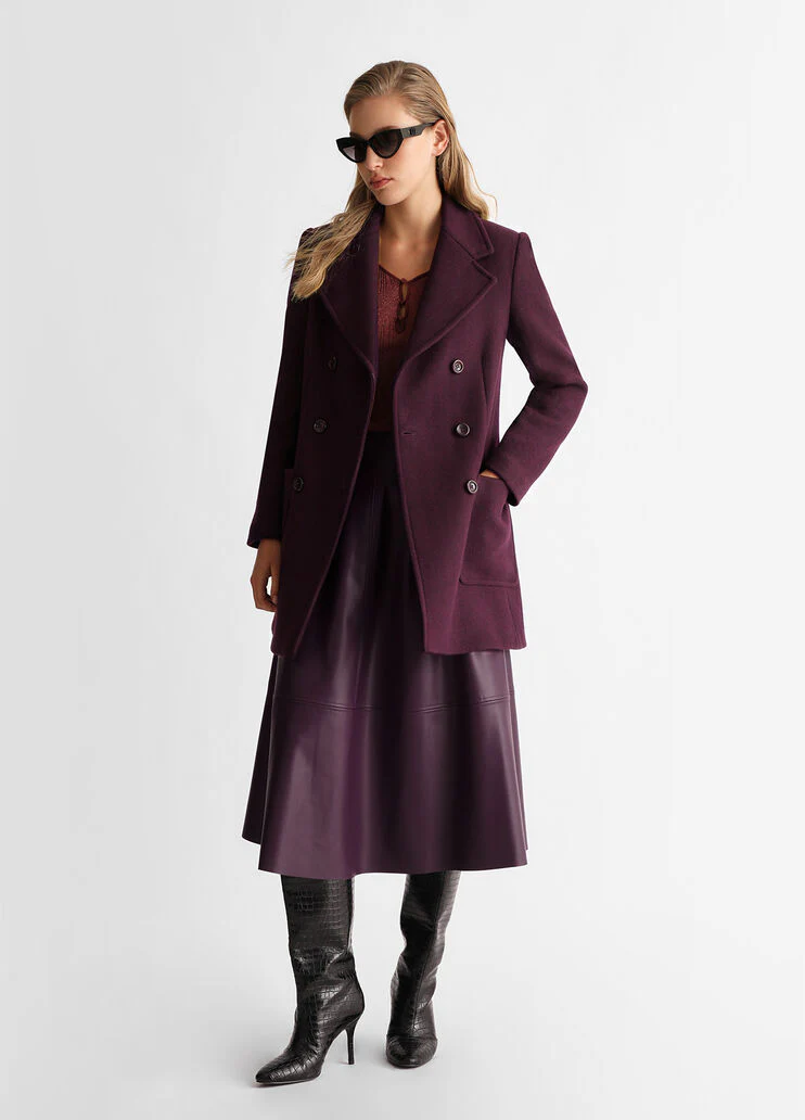 Double-breasted wool-blend coat