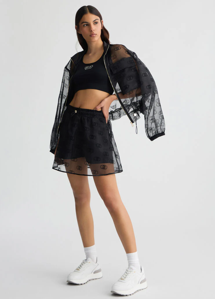 Printed organza miniskirt