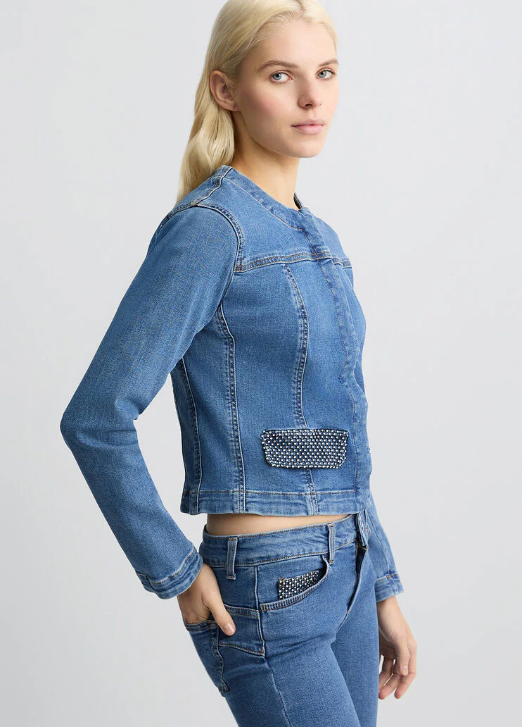 Denim jacket with rhinestones