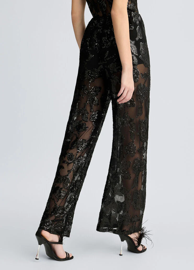 Embellished tulle trousers