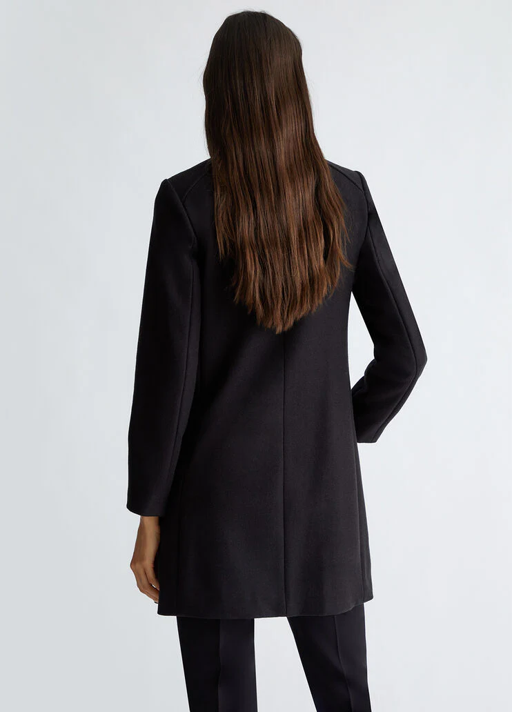 Double-breasted wool-blend coat