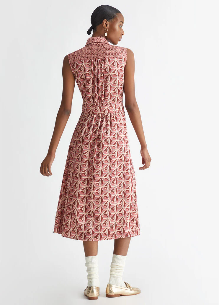 Printed twill shirt dress