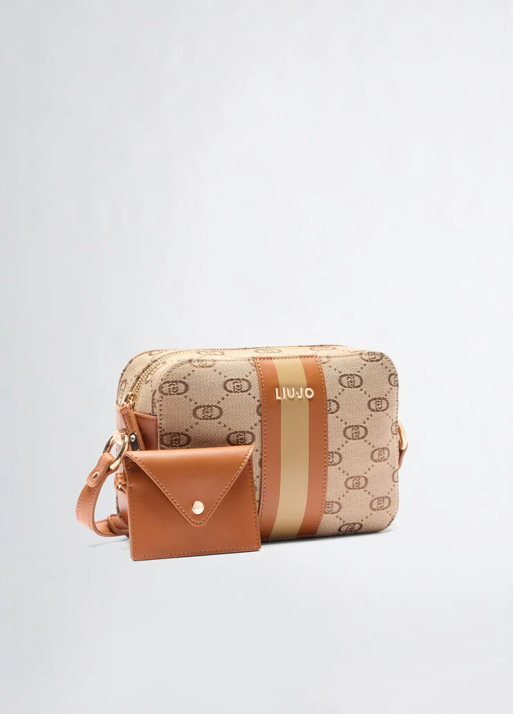 Jacquard crossbody bag with clutch