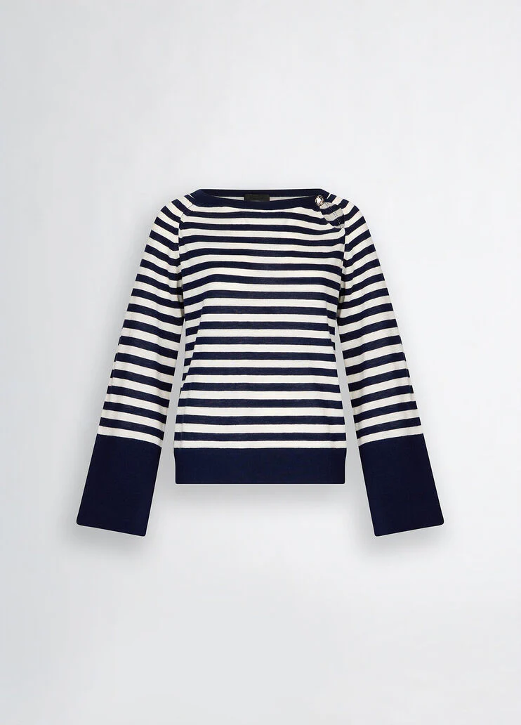 Lagoon blue/white wool and cashmere jumper