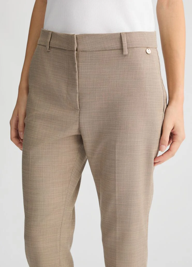 Beige high-rise trousers