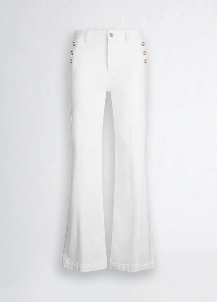 Flared trousers with buttons