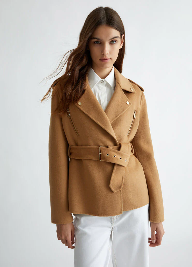 Wool blend biker jacket