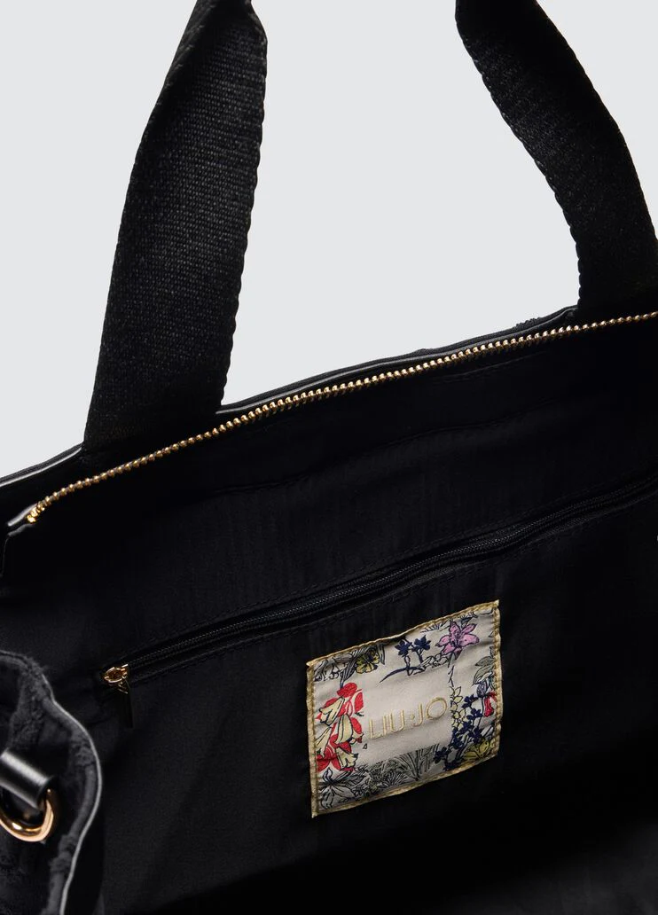 Black jacquard tote bag