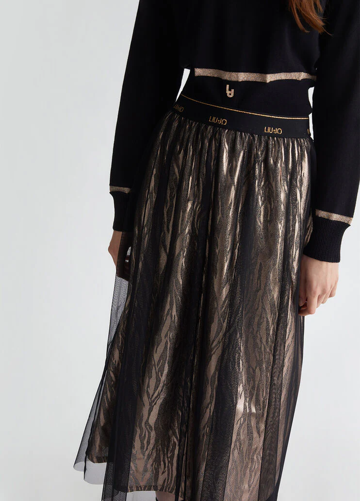 Animal-print jersey skirt