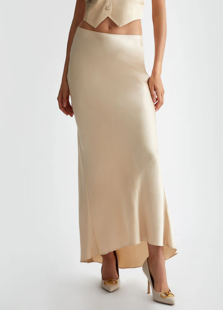 Long satin co-ord skirt