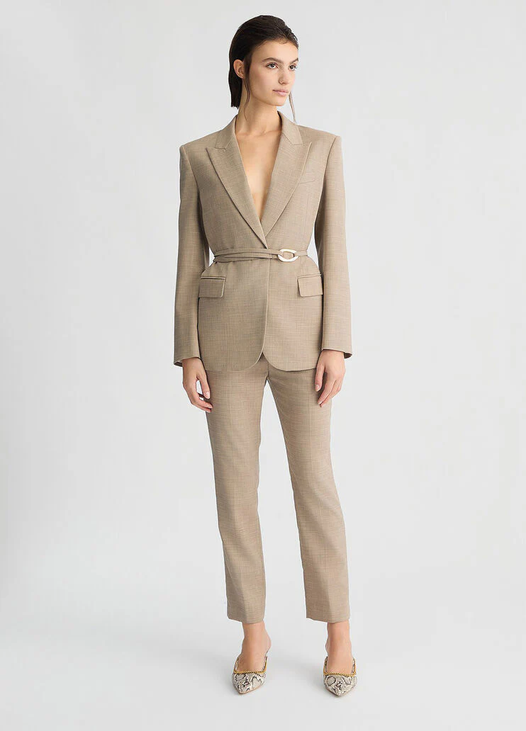 Beige high-rise trousers