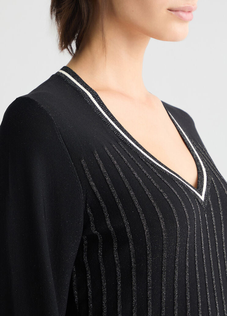 Black V-neck jumper