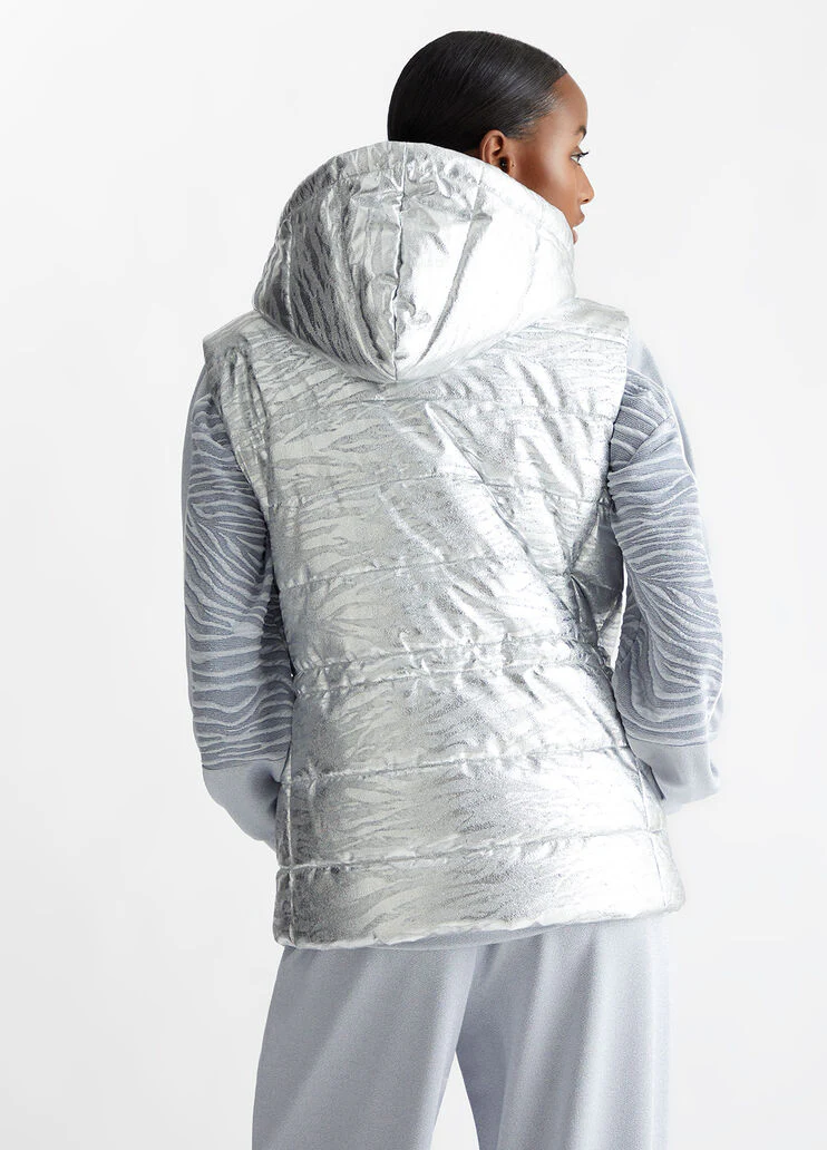 Padded animal-print gilet