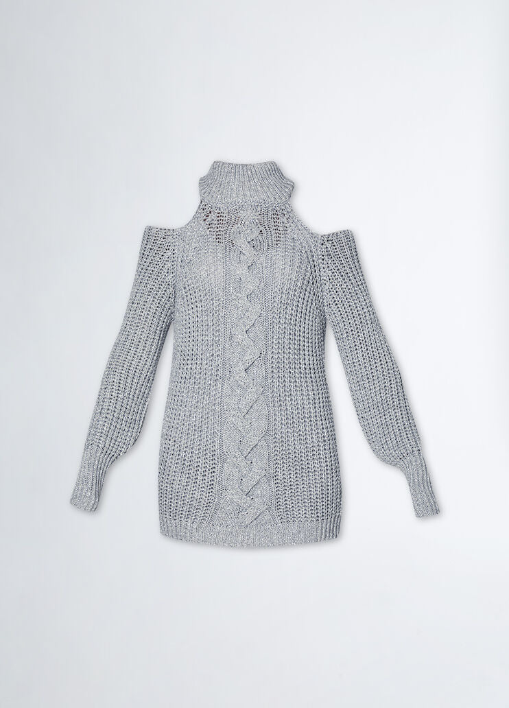 Lurex knit polo-neck