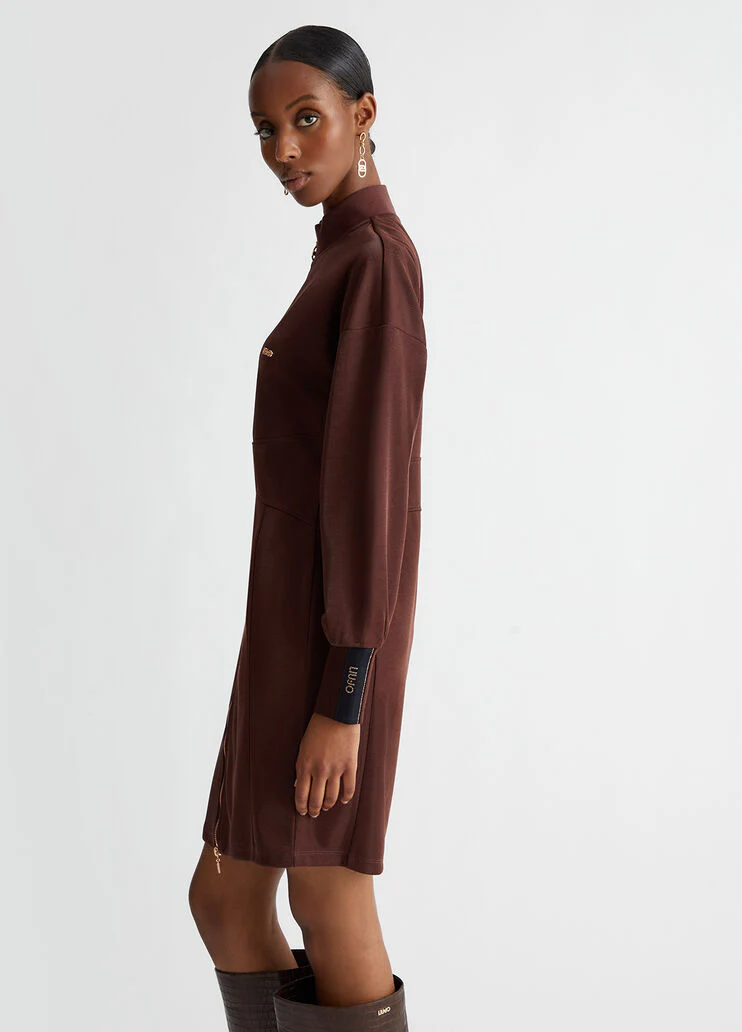 Jersey dress with zip