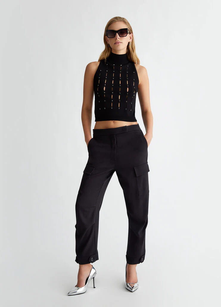 Knit top with rhinestones