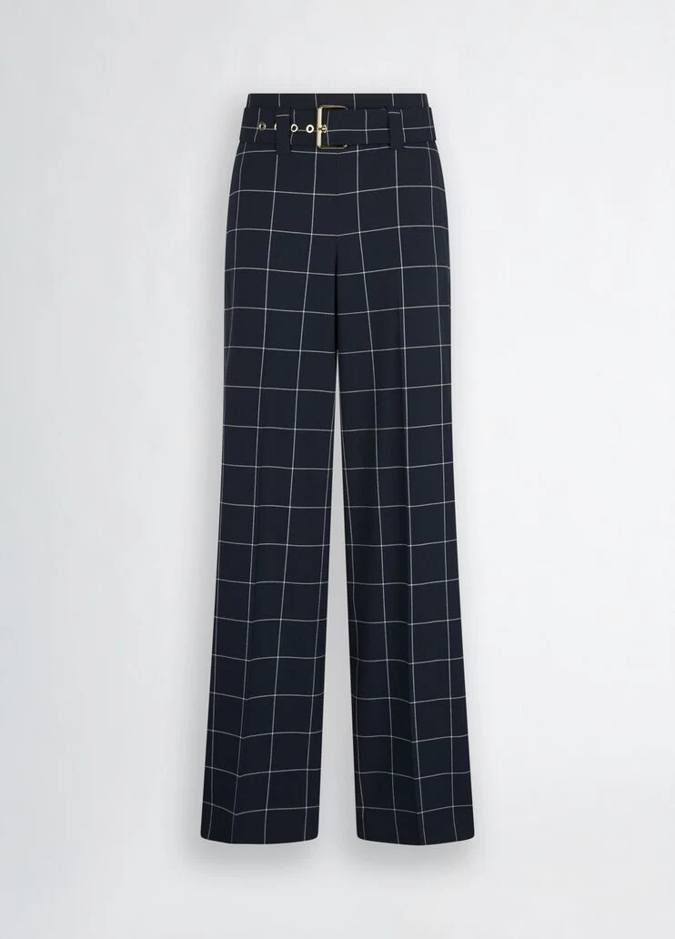 High-rise check trousers