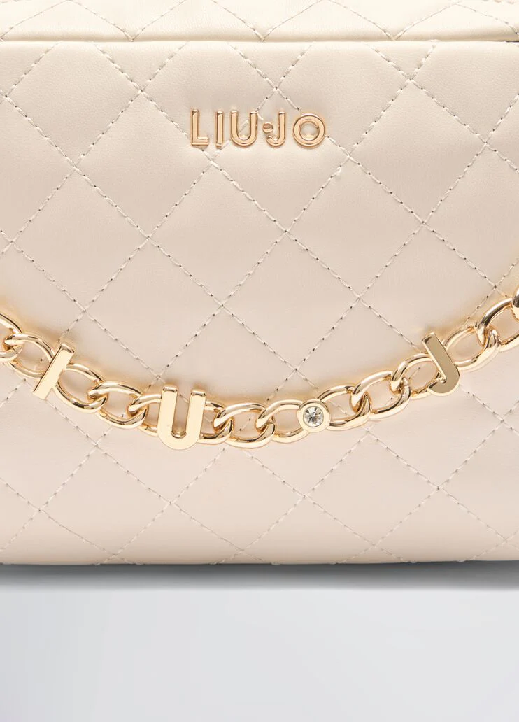 Quilted beige crossbody bag