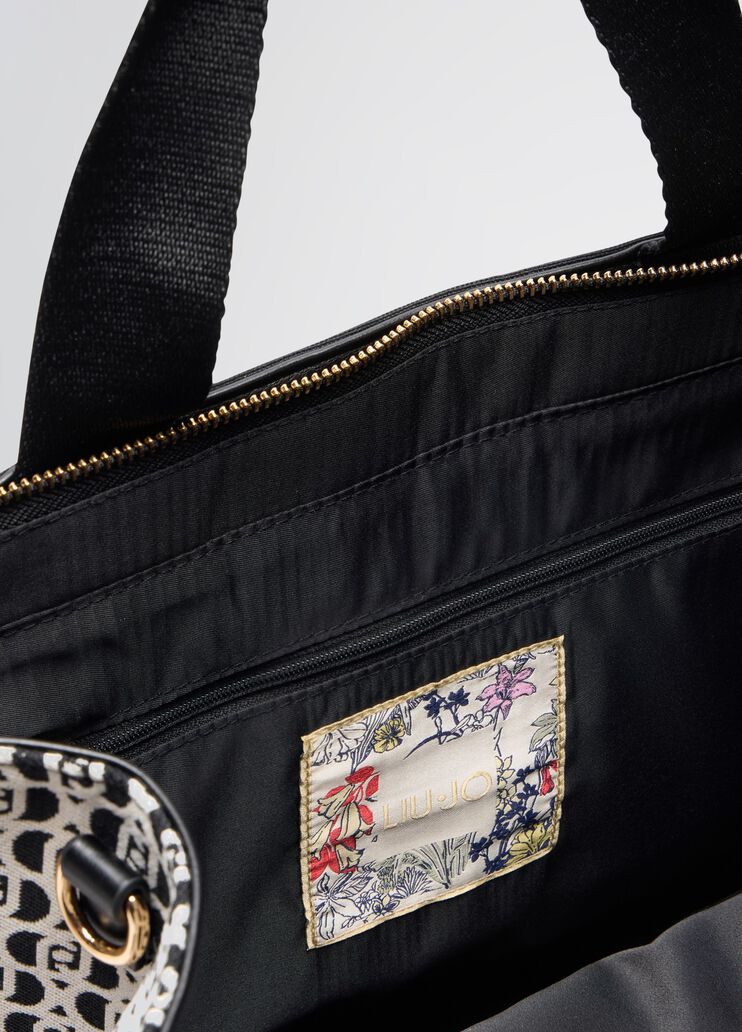 Black jacquard monogram tote bag