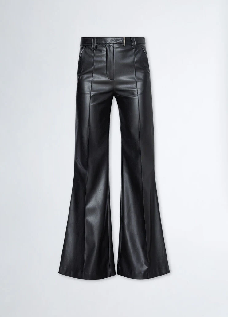 Coated fabric palazzo trousers