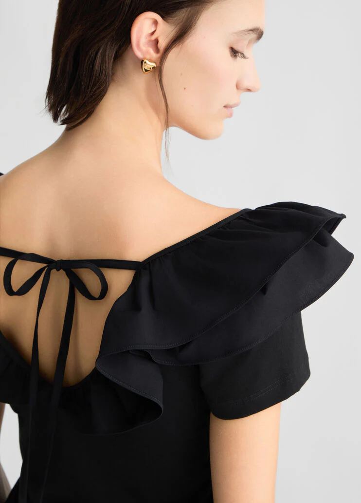 Cotton T-shirt with ruches