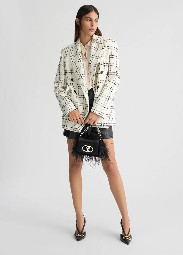 White chequered blazer